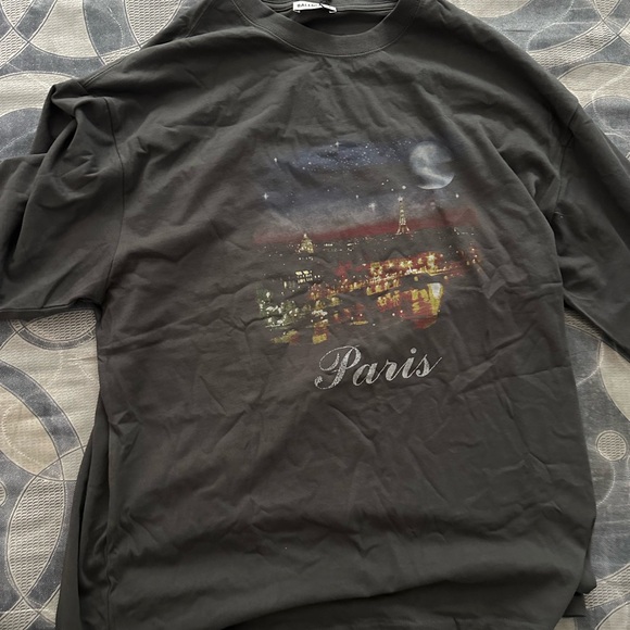 Balenciaga Black Paris Skyline Long Sleeve Tee